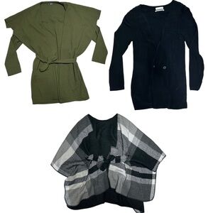 3 Piece Women’s Cardigan Bundle Tie Waist, Blazer Cardigan, Poncho Wrap